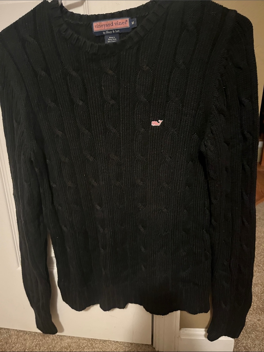Vineyard Vines Black Cable-Knit Crewneck Sweater